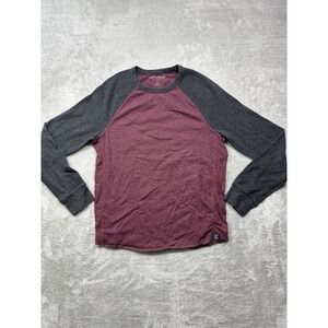 Lucky Brand Raglan Long‎ Sleeve Tee, Burgundy/Grey, Size S